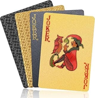 2 Decks Plastic Playing Cards Waterproof Playing Card, PVC Card Deck for Game and Party.(Black and Gold)