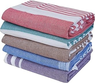 Cotton Plain Bath Towels 250 GSM Multicolor (Set of 5, 31 X 62 Inch)