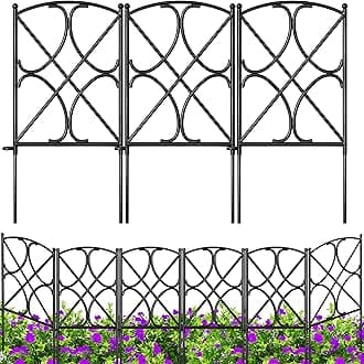AMAGABELI GARDEN & HOME 10 Panels 24in(H)×10ft(L) Decorative Garden Fences and Borders for Dogs No Dig Metal Fence Panel Garden Edging Border for Animal Barrier Fencing for Flower Beds Yard Patio
