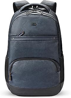 Vintage2 Anti Theft Faux Leather 18 Inch/48 cms Navy Blue Black 28Ltr Laptop Backpack (LBPVG2LTH0501)