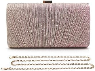 Clutch Bags for Women Glitter Evening Bag Sparkly Handbags Bridal Shoulder Bags Ladies Sequin Chain Crossbody Bag for Wedding, Party, Date, Prom (Rose Gold)