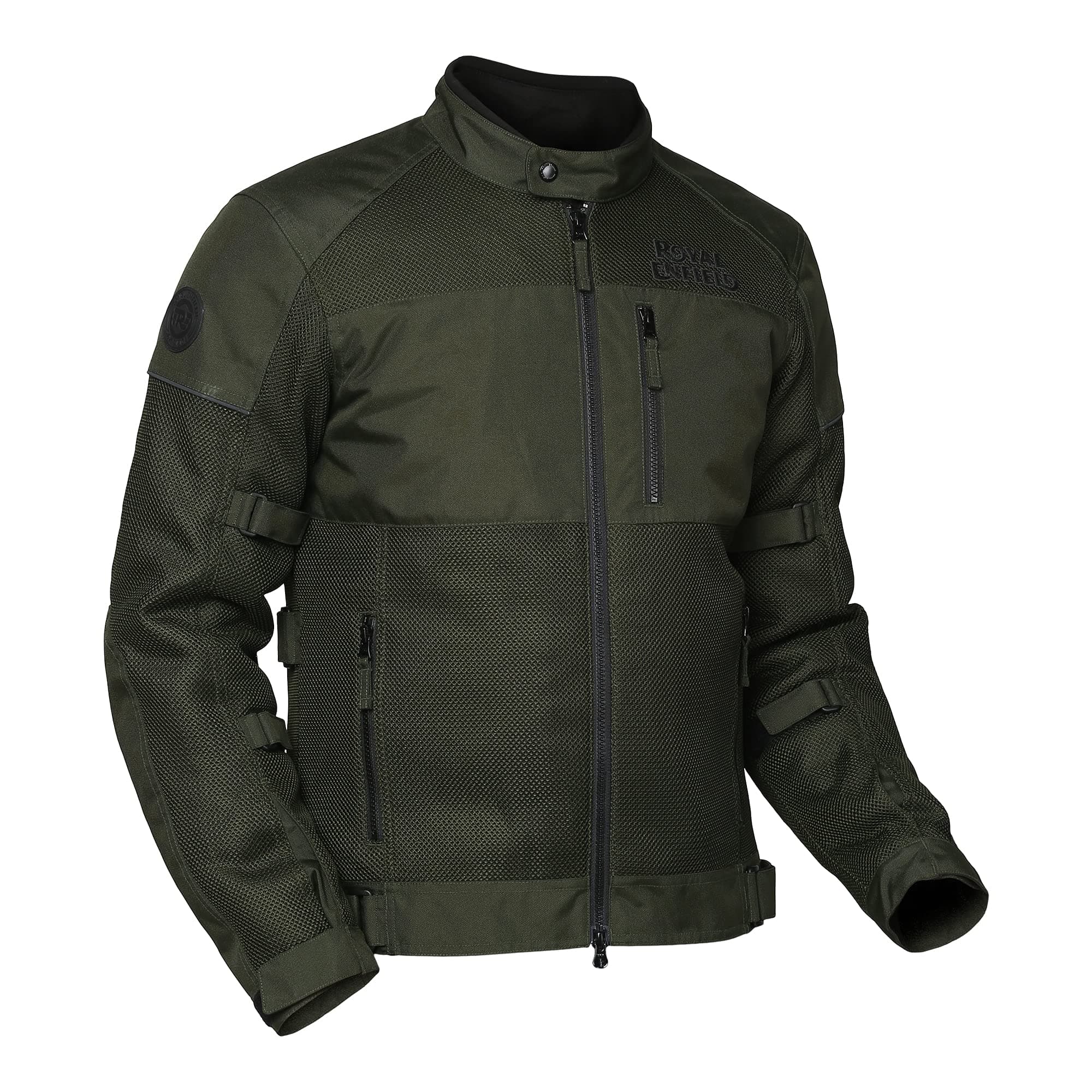 Royal Enfield Windfarer Riding Jacket Olive(XL) 44 Cm Knox Flexiform Ce Level 1 Certified Protectors At Shoulders And Elbows / High Abrasion-Resistant mesh with high air permeability