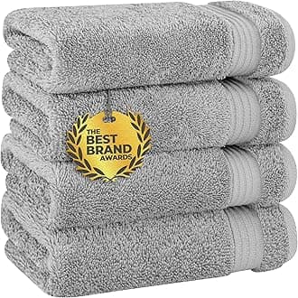 Cotton Paradise Hand Towels for Bathroom, 100% Cotton Turkish 4 Piece Hand Towel Set, Soft Absorbent Face Towels, Light Gray Hand Towels