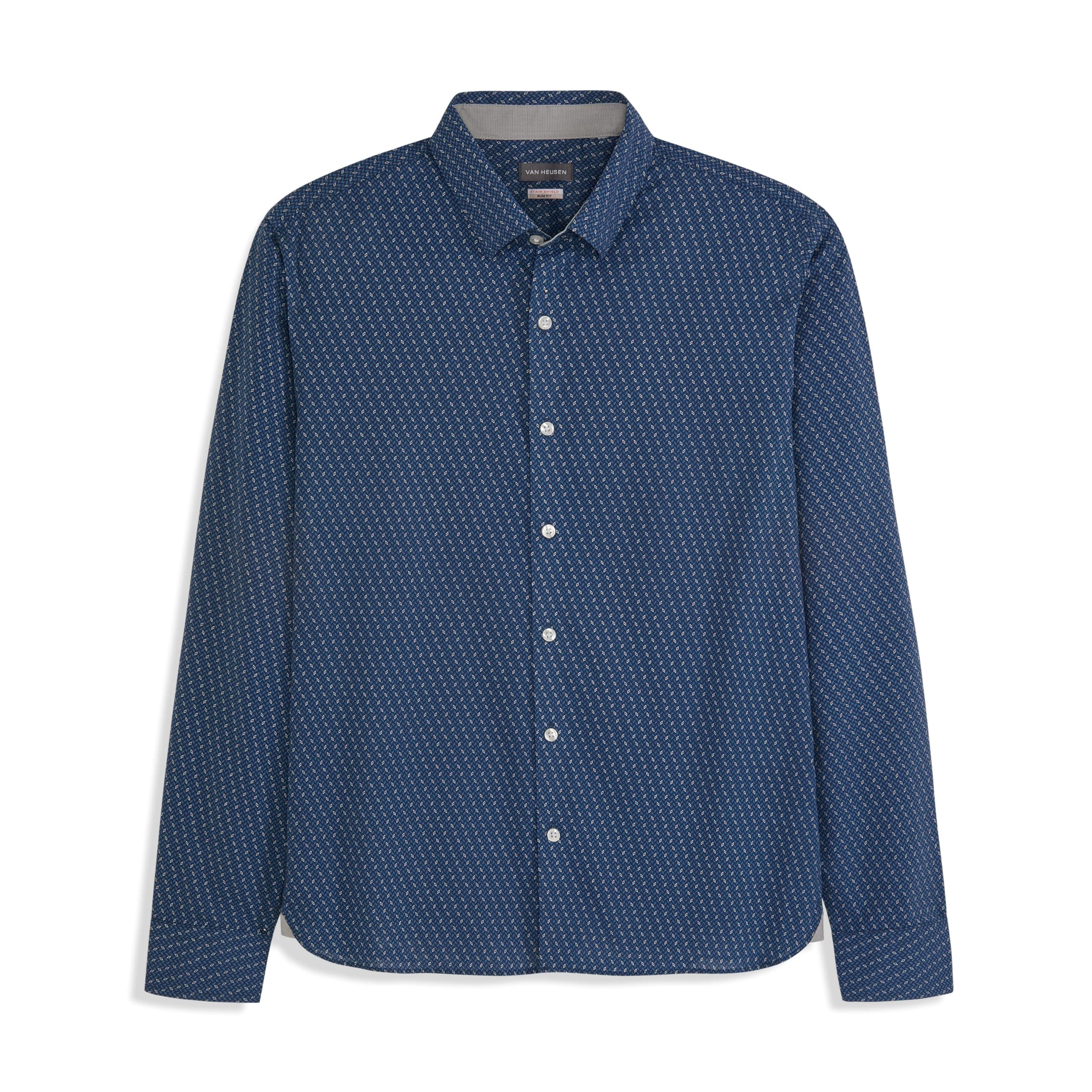 Mens Classic Fit Stain Shield Never Tuck Stretch Solid Button Down ShirtButton Down Shirt