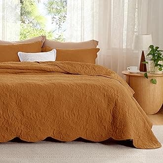 BedsureBoho Quilts Queen Size - Pre-Washed Queen Quilt Bedding Set - Ultra Soft Bedspread - Honey Ginger Bedding Coverlet for All Seasons (Includes 2 Pillow Shams)