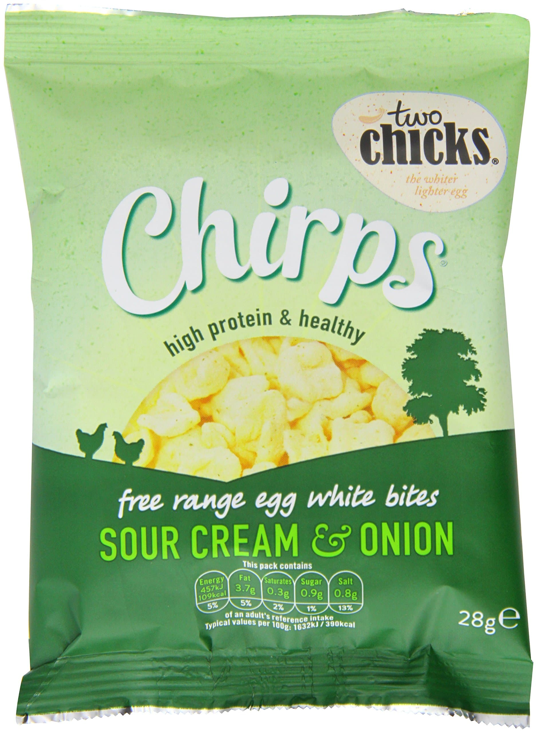 Two Chicks Chirps High Protein Egg White Bites Sour Cream and Onion Flavour 28 g (Pack of 8)