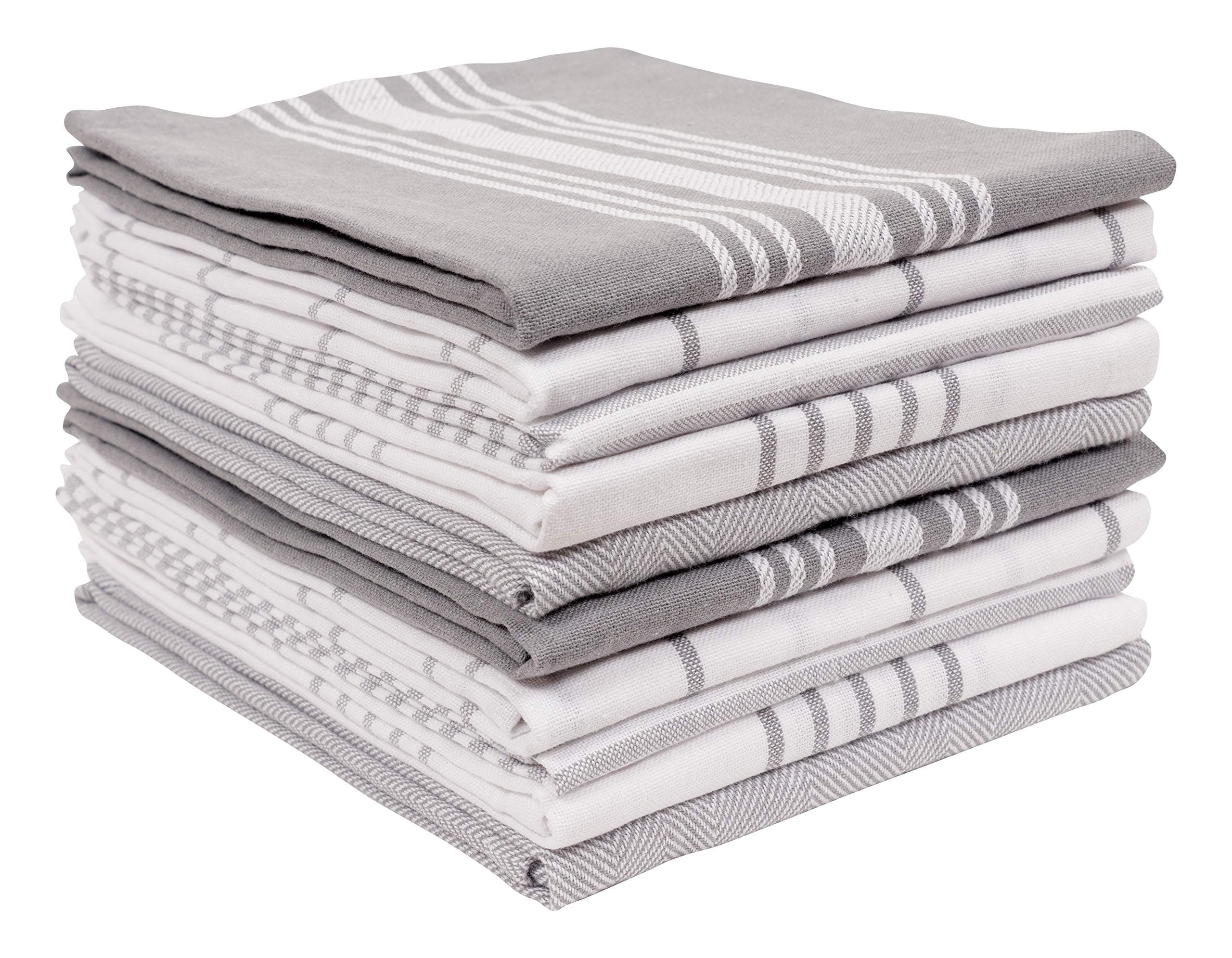 Kitchen Towels Bulk - Multipurpose Microfiber Drying Cotton Towel & Absorbent Thick Tea Kitchen Cloth Pack of 10 (Gray)
