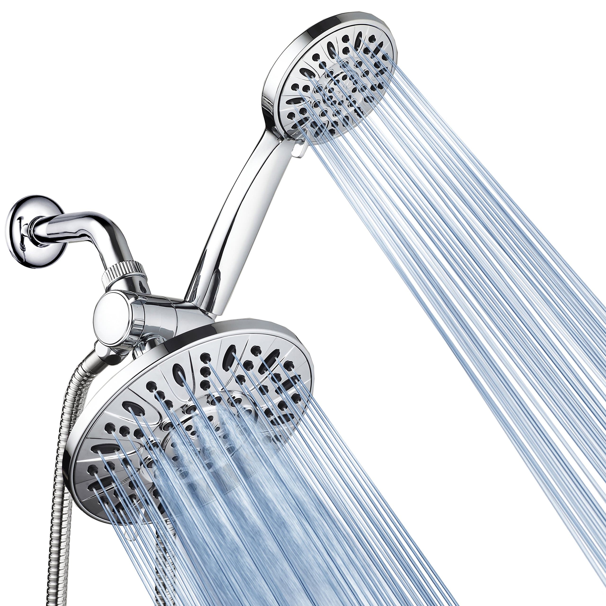 7" Premium High Pressure 3-Way Rainfall Combo for The Best of Both Worlds - Enjoy Luxurious Rain Showerhead and 6-Setting Hand Held Shower Separately or Together - Chrome Finish - 3328