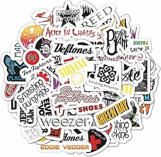 BulbaCraft 100Pcs Grunge Stickers, 90's Grunge Music, Rock Stickers, Rock Band Stickers, Grunge Gifts for Men and Women, Waterproof Stickers, Guitar Stickers, Music Stickers