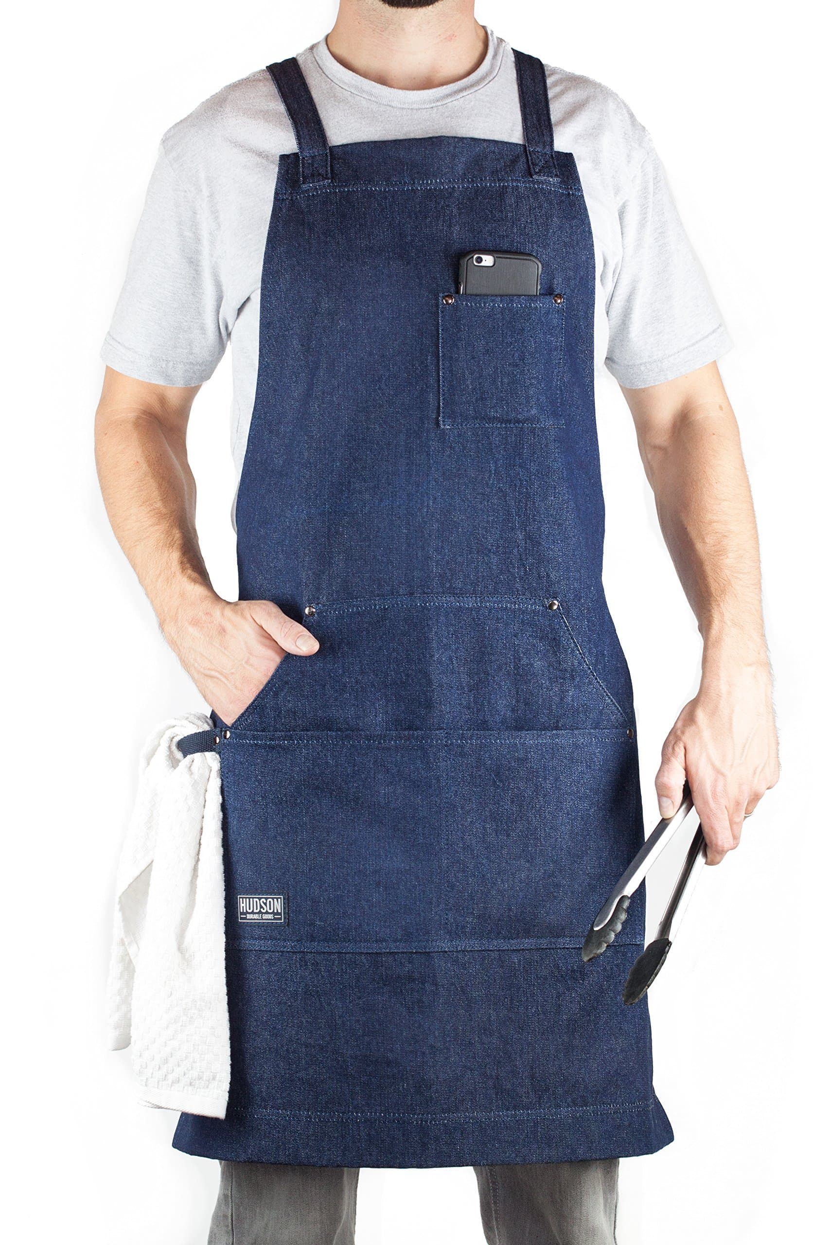 Hudson Durable Goods - Professional Grade Chef Apron for Kitchen, BBQ & Grill