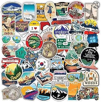 - CodersParadise - 60 PCS Travel Stickers Pack for Laptop, Luggage, Backpack & Journal | Waterproof Self-Adhesive Vinyl Stickers | Residue-Free Decorative Decals for Scrapbook, Bike & Accessories