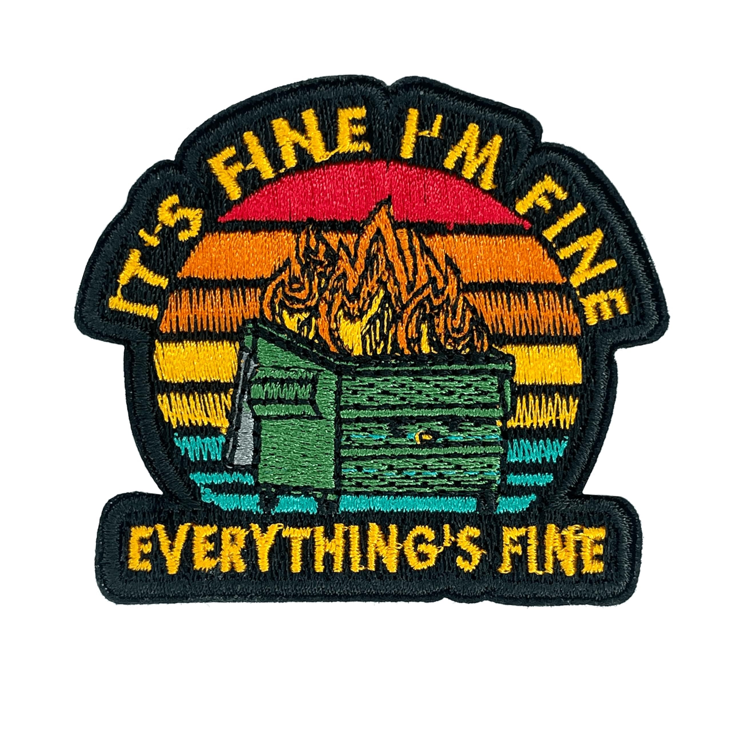 It's Fine I'm Fine Everything's Fine Patch-3 Inches Iron On/Sew On Embroidered Applique Patch, Embroidery Patches for Clothes Backpacks Hats, Embroidered Patch, Mental Health DIY Accessories