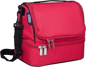 Wildkin Two Compartment Insulated Lunch Bag for Boys & Girls, Measures 9 x 8 x 7 Inches Lunch Box Bag for Kids, Ideal for Packing Hot or Cold Snacks for School & Travel (Cardinal Red)