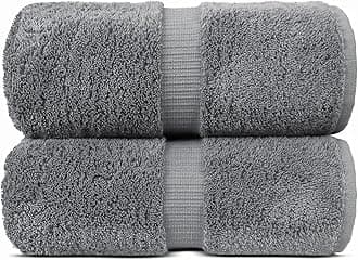 100% Turkish Cotton Towel Set (35x70 Inches Bath Sheets - Set of 2, Gray)