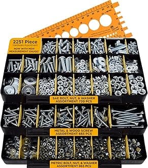 Jackson Palmer 2,050 Piece Hardware Assortment Kit with Screws, Nuts, Bolts & Washers (3 Trays)