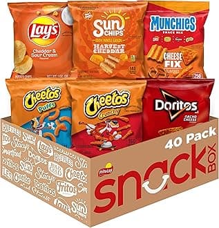 - Frito-Lay Cheesy Mix 6 Flavor Variety Pack, Single Serve Bags (40 Pack), Doritos, Cheetos, Lay's, Munchies, SunChips