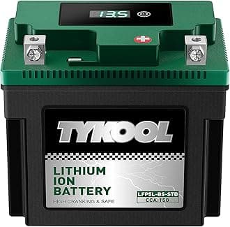 YTX5L-BS -STD lithium LiFePO4 Motorcycle Battery,12.8V 3Ah,150CCA,Built in BMS,Powersports Battery,for ATV,UTV,Scooter,Snowmobile,Watercraft,Lawn Mower,Generator…