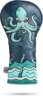 Pins & Aces Kraken Head Cover - Premium, Hand-Made Classic Kraken Themed Headcover - Funny, Tour Quality Golf Club Cover - Style and Customize Your Golf Bag