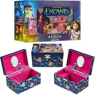Disney Encanto Musical Jewellery Box for Girls Princess Frozen Storage Box with Spinning Mirabel The Little Mermaid Ariel Elsa Music Box, Gifts for Girls