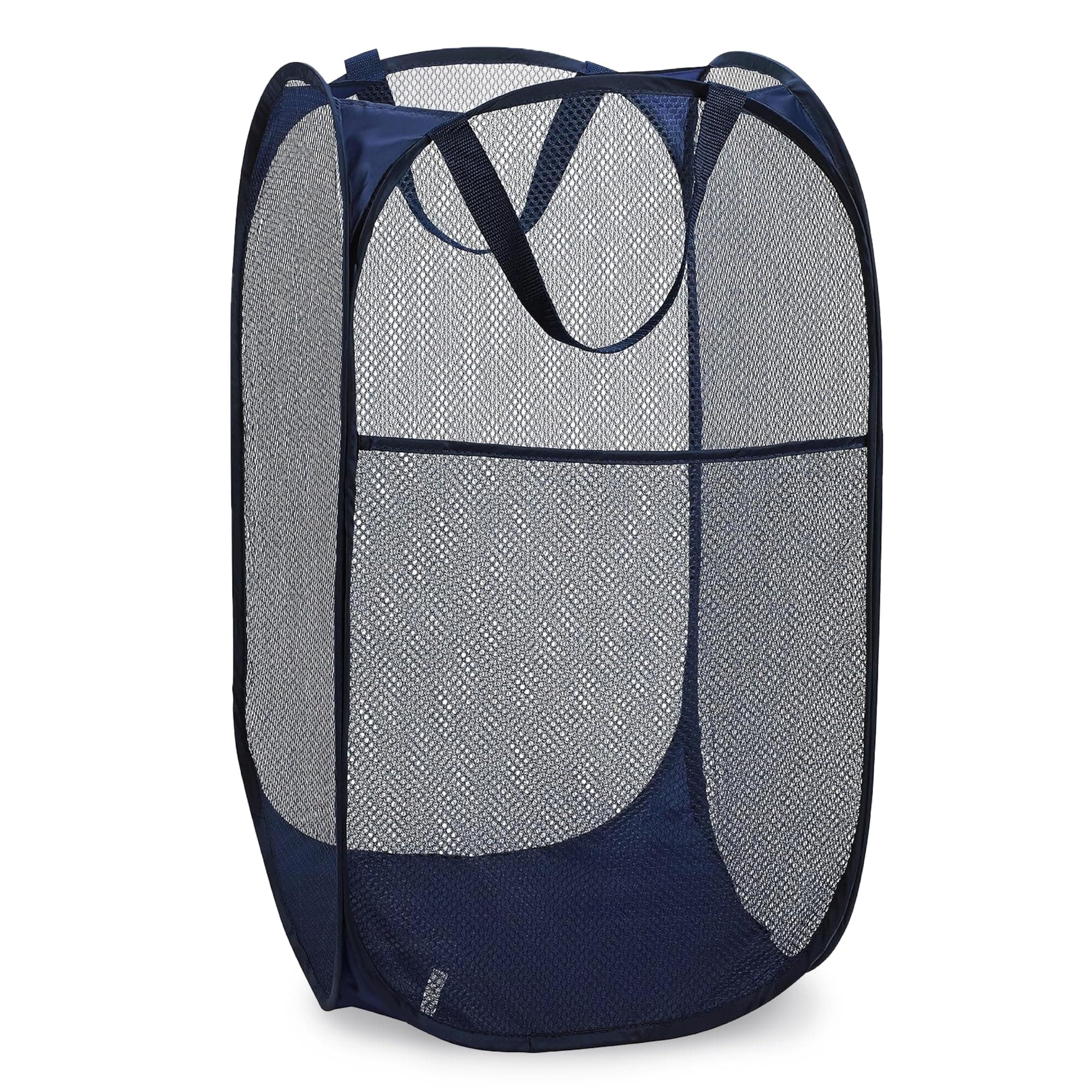 Handy Laundry Collapsible Mesh Foldable Hamper 14" x 14' x 24" Navy Blue