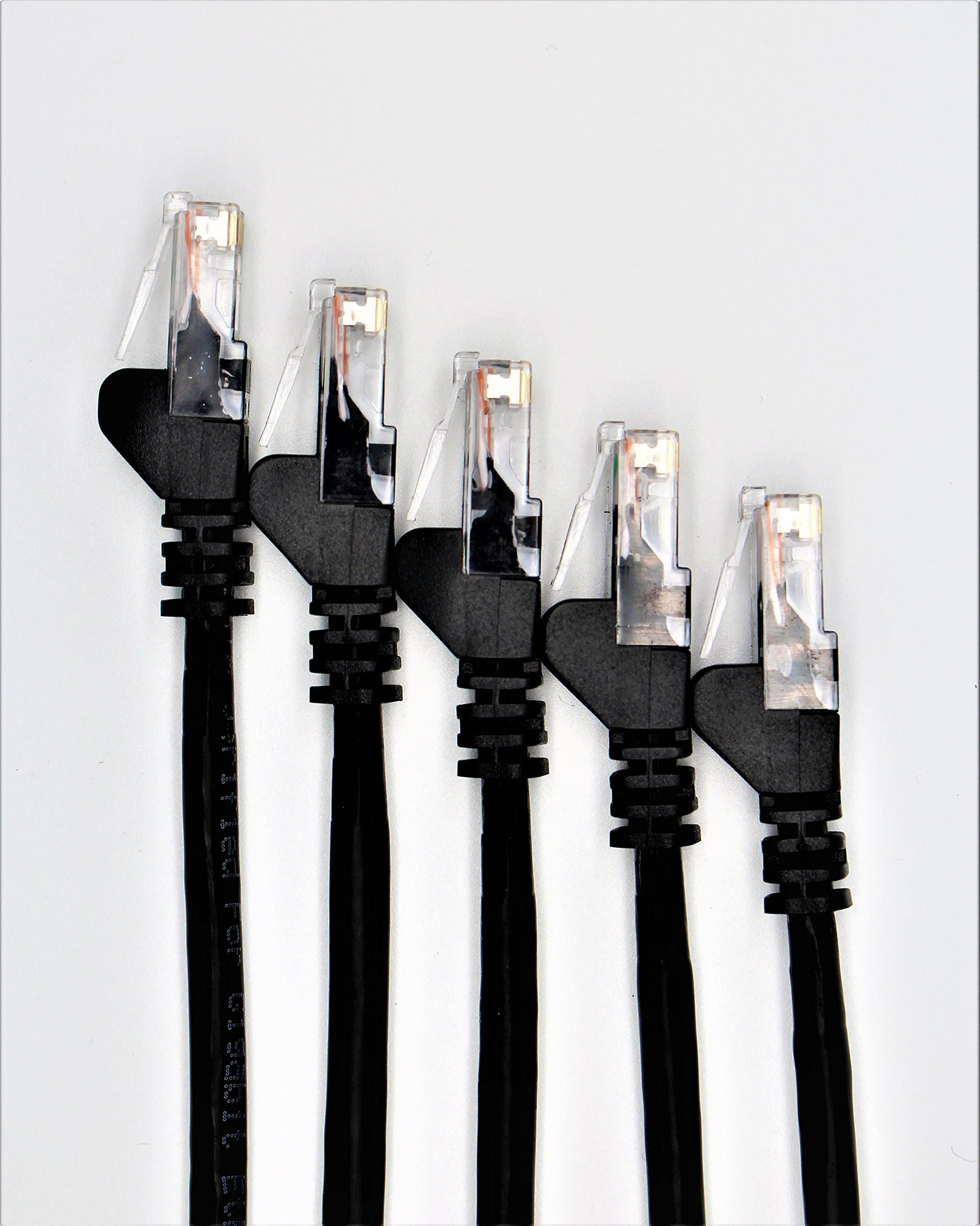 5-pack 0.5m RJ45 Cat 6 Ethernet Patch LAN Network Cable bundle multiple Red Green Blue Black internet Lan, Home office school snagless moulded phone (0.5, Black)