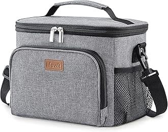Lifewit Insulated Lunch Bag for Men, Thermal Lunch Box for Women Cool Bag, Reusable Leakproof Lunch Tote Bag with Adjustable Shoulder Strap for Adult for Work/Picnic/Beach, Grey 15L