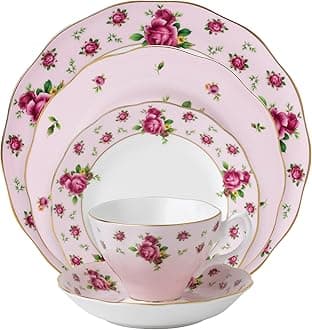 Royal Albert New Country Roses Pink Vintage Formal Place Setting, 5-Piece
