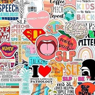 100 Pcs Funny SLP Stickers for Water Bottles & Laptops, Speech Language Pathology Gifts for Women and Men, Speech Therapy Stickers