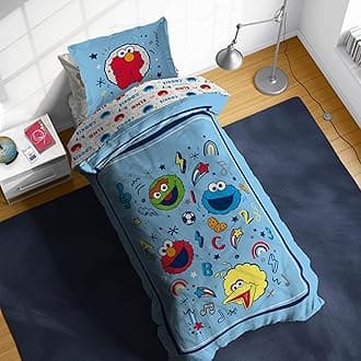 Sesame Street Twin Comforter Set - 5 Piece Kids Bedding Includes Comforter, Sheets & Pillow Cover – Super Soft Microfiber Bed Set with Elmo, Cookie Monster and Big Bird