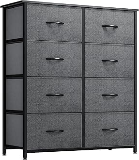 YITAHOME Dresser for Bedroom, Tall Dresser with 8 Drawers, Storage Tower with Fabric Bins, Chest of Drawers for Closet & Living Room - Sturdy Steel Frame, Wooden Top