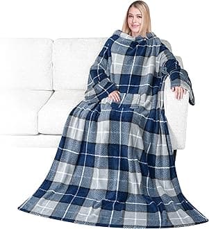 PAVILIA Wearable Blanket with Sleeves for Adult Women Men, Cozy Fleece Warm Wrap Throw with Arms, Gifts for Christmas, Wife