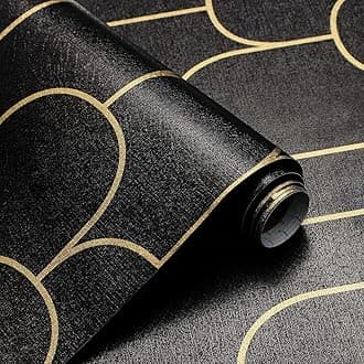 Black Gold line Wallpaper for Wall Sticker for Home,Office 45.5x305cm Sticker Wallpaper Peel and Stick Hexagon Removable Self Adhesive Waterproof Wallpaper(Pack of 1)