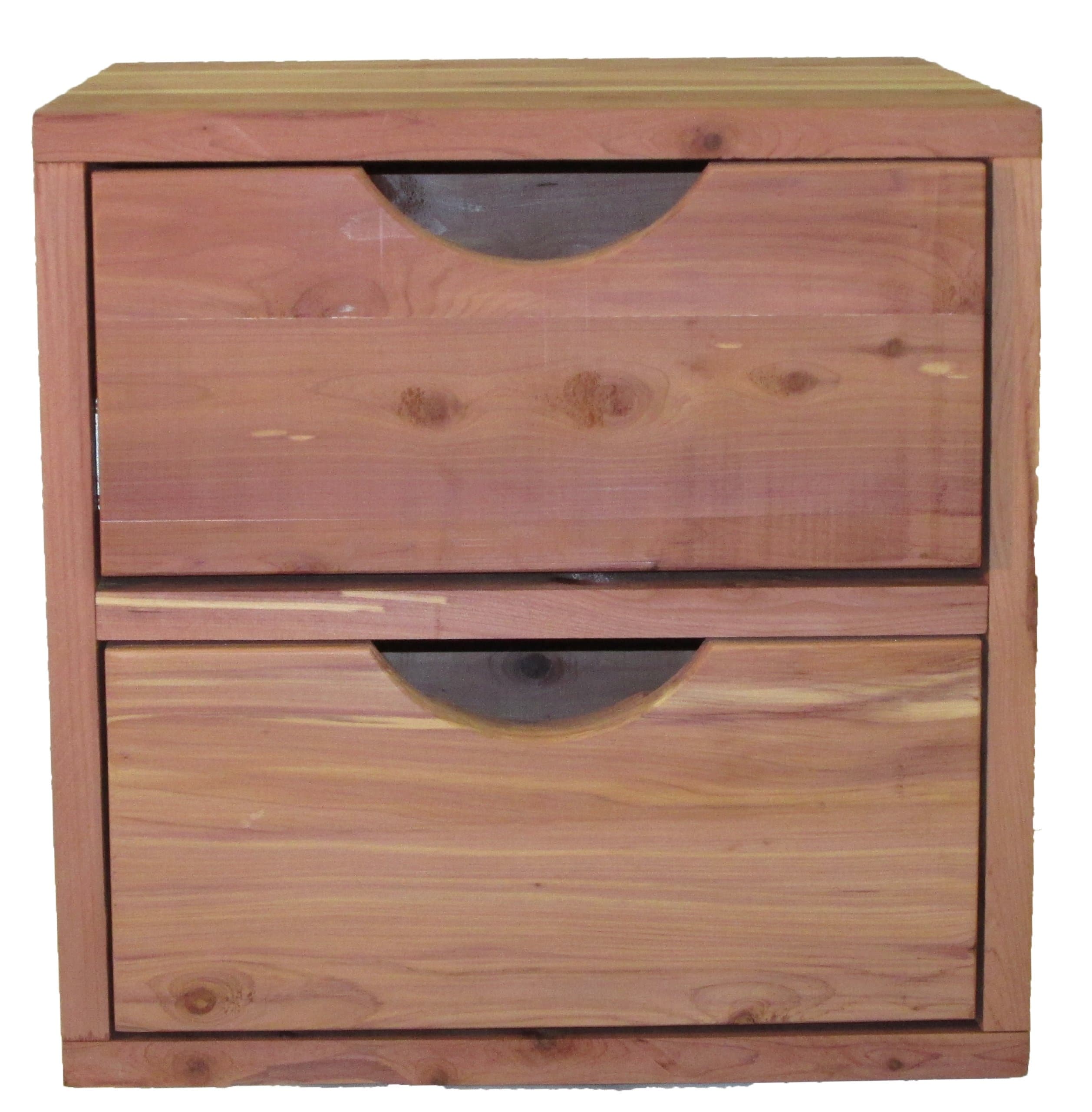 16175 Modular Red Cedar Cube with 2 Drawers, 15 by 15 by 15-Inch, Natural