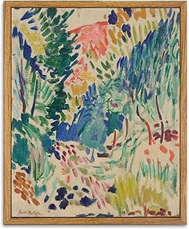 KBKBART Framed Canvas Wall Art, Vintage Abstract Matisse Wall Art Exhibition Posters for Room Aesthetic, Retro Colorful Gallery Art Prints, Classic Matisse Canvas Impressionist Painting Wall Decor for Bedroom Living Room, Cozy Home Decor, Bathroom, Gifts for Friends or Family (8"x10")