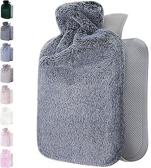 Qomfor Hot Water Bottle with Fluffy Cover - Soft Premium Faux Fur Cover - 1.8l Large Capacity - Hot Water Bag for Cosy Nights, Pain Relief, Back, Neck and Shoulders - Great Gift for Women (Dark Grey)