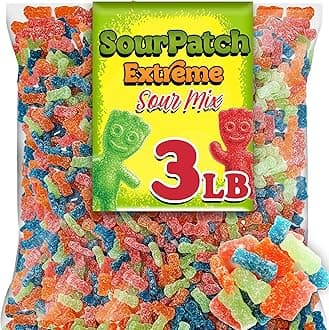 SourPatchKids Extreme Super Sour Candy, 3 Lbs Bulk Candy Variety Pack, Kid Shaped Gummies in Assorted Colors and Flavors, Soft and Chewy Colorful Candy Treats and Party Gifts for Kids