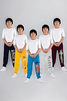 KYDA Kids® Boys 100% Cotton Printed Track Pants | Elastic Waist Loose Fit Kids Casual Summer Trousers | Multicolor Combo (Pack of 5)