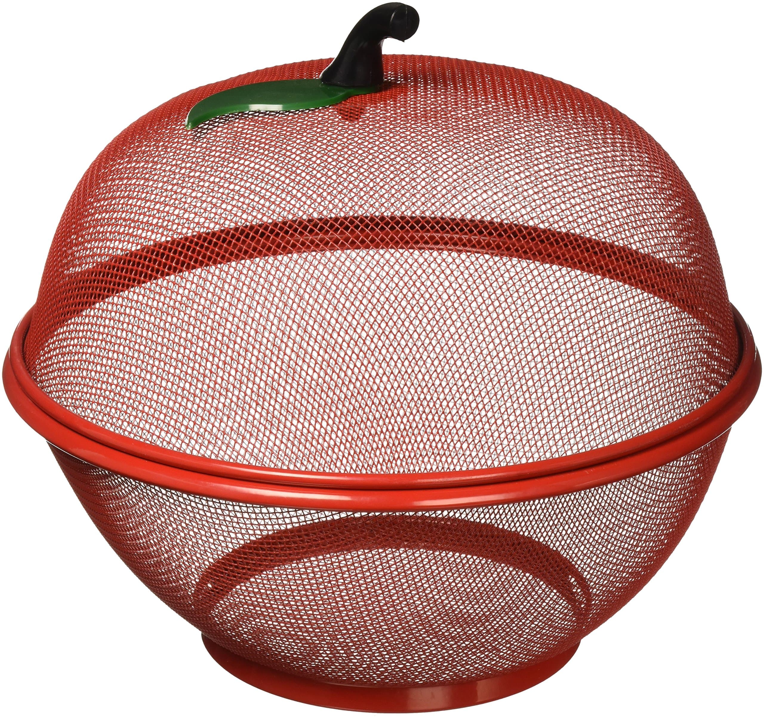 Apple-Shaped Basket, Mesh Fruit Holder, Red