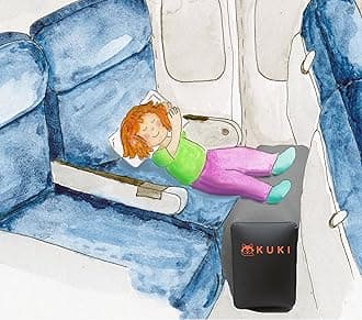 Inflatable Travel Pillow for Leg Rest on Aeroplanes and kids' Bed to Lay Down or Sleep on Long Flights, Grey, By KUKI