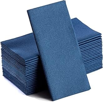 50 Pack Navy Napkins | Linen Feel Disposable Cloth Like Paper Dinner Napkins | Hand Towels | Soft, Absorbent, Paper Hand Towels for Bathroom,Kitchen,Parties,Weddings or Events