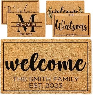 GIFTBYGIFTY Custom Welcome Doormat with Family Name & 6 Designs, Personalized DoorMats, Housewarming Gift - Door Mat with Anti-Slip Backing, Customize Doormat Outdoor Indoor Entrance