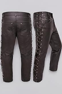 Touch&Torn Leather Pants Motorcycle Pants for Mens 30" to 44" Waist Jeans Style Pant with 5 Pockets Motorbike Pant for Biker