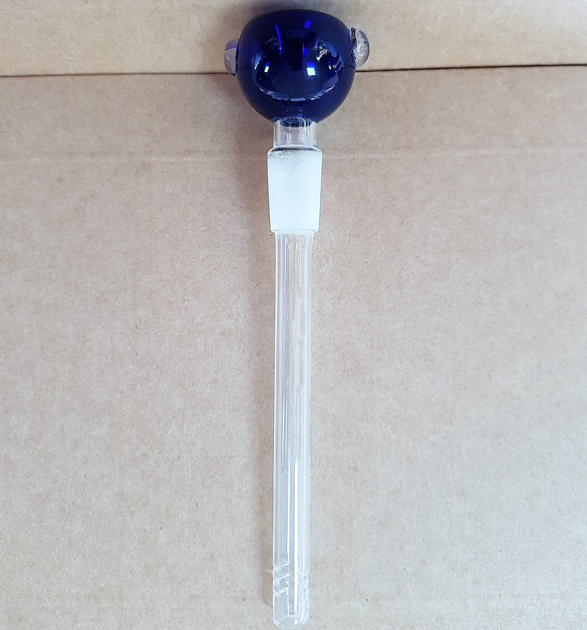 GLASS CHILLUM DIFFUSER DOWNPIPE - SOCKET:18.8MM- SMALL HOLE- BLUE BOWL- L:~12CM (Z14518.8)