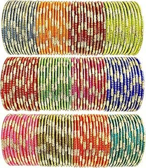 Multicolor glossy finish glass bangle/chudi set of 144 in 12 unique color for women and girls
