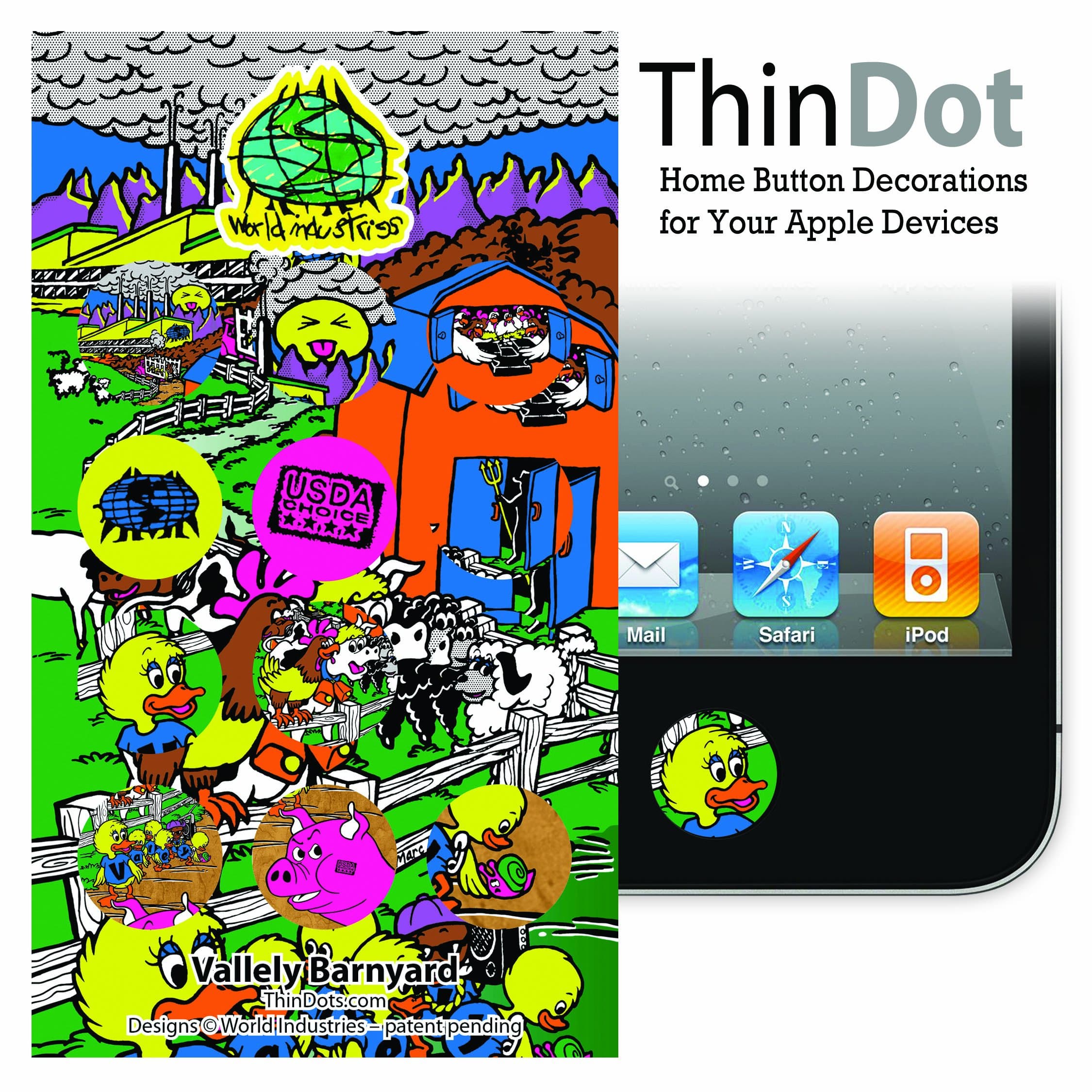 ThinDot Home Button Stickers for iPod/iPhone/iPad - World