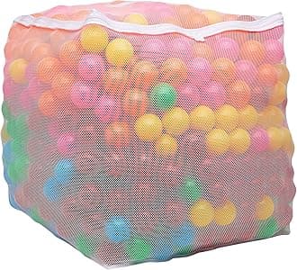 Amazon Basics BPA Free Ball Pit Balls with Storage Bag, Crush-Proof Plastic for Toddlers Kids 12+ Months Play, 6 Bright Colors, Pack of 1000