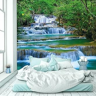 Photo Wallpaper Waterfall 274 x 254 cm Including Paste Wall Mural 3D Forest River Jungle Asia Trees
