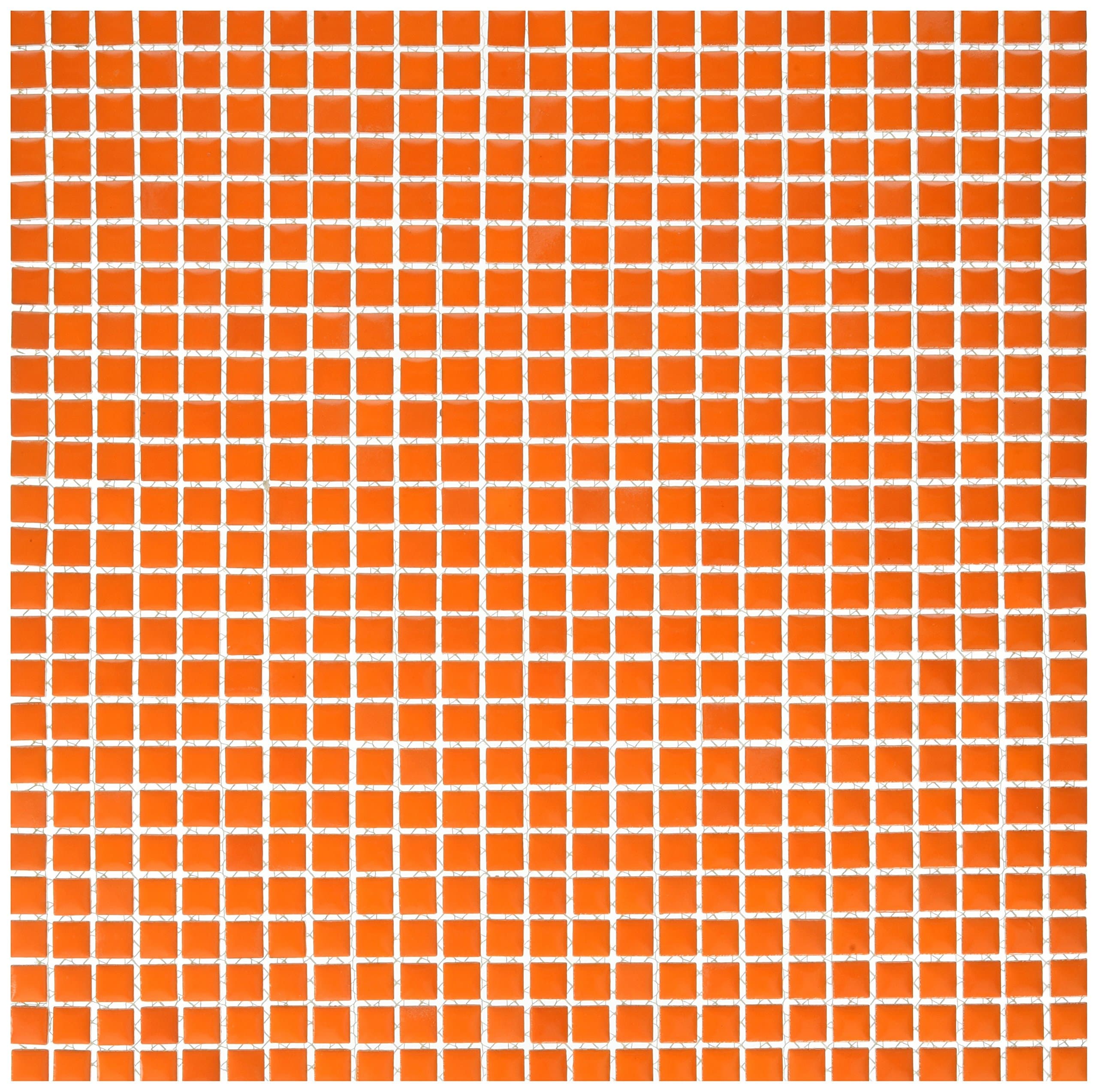 School Specialty 452516 Ceramic Solid Square Mosaic Tile Color Sheet, 12" x 12", Orange