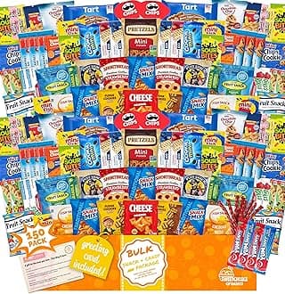 Snacks Variety Pack (150 Count) - Easter Snack Box Care Package, Bulk Snack Packs Variety Box with Chips & Cookies - Easter Basket for Adults, Kids & Teens, College Students, Office & Birthdays