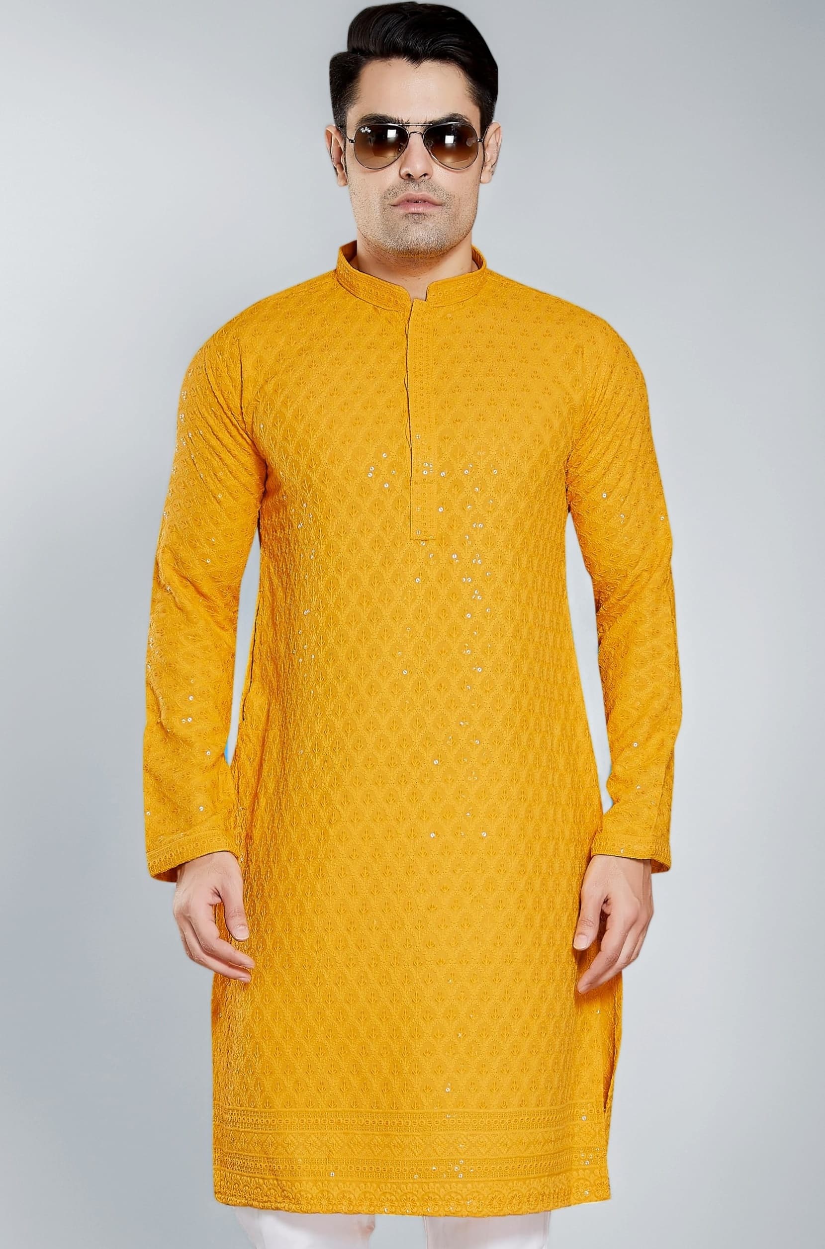 DIVISIVE Synthetic Men's Henley Regular Kurta